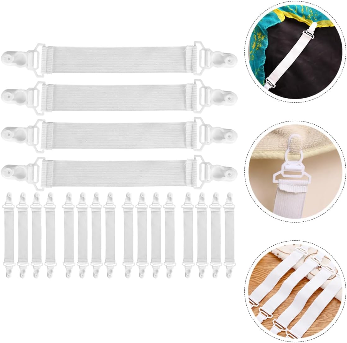 Alipis 3sets 20pcs Sheet Bed Sheet Fasteners Mattress Clips and Straps for Fitted and Flat Non Slip Gripper Holder for Neat Bedding Easy to Use and Maintain 20pcs*3