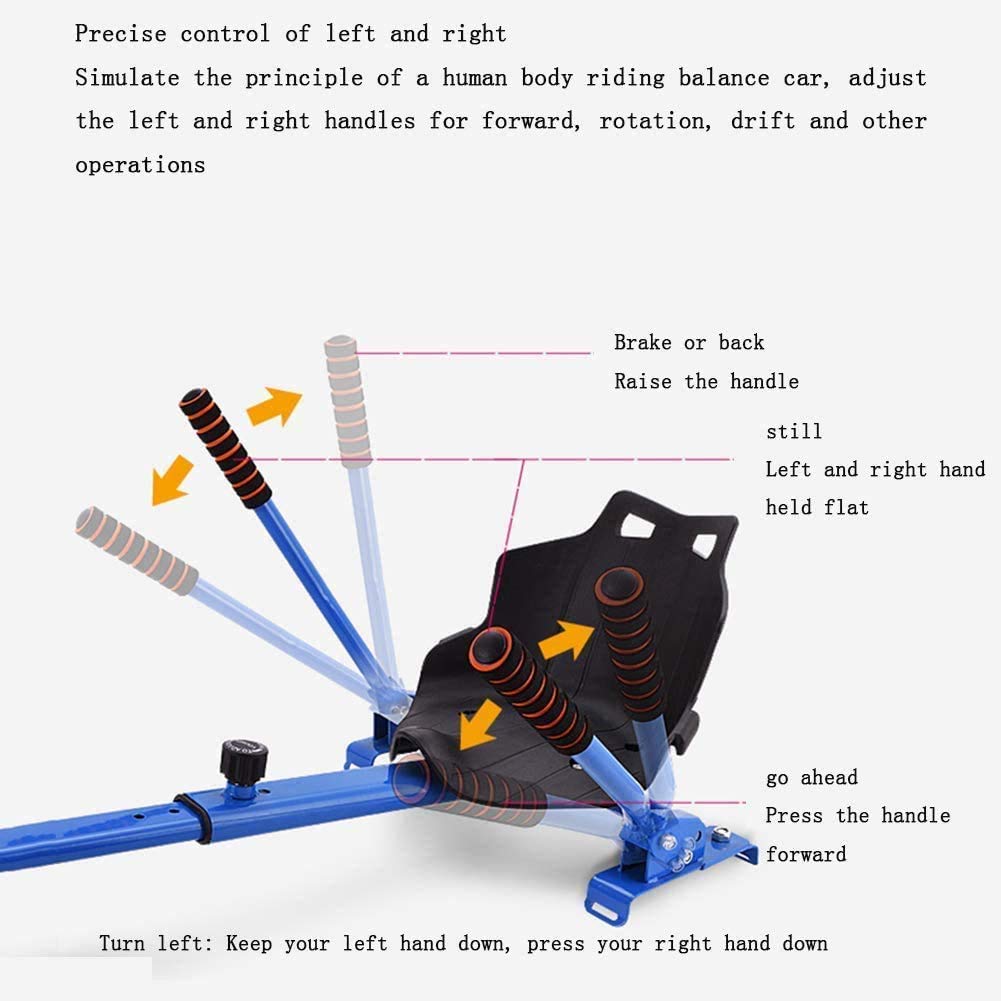 Siège Hoverboard Siège Hoverkart réglable pour Scooters électriques Auto-équilibrés Support de Karting, avec Coussin en Caoutchouc, poignée en éponge, réglable pour s'adapter à 6,5