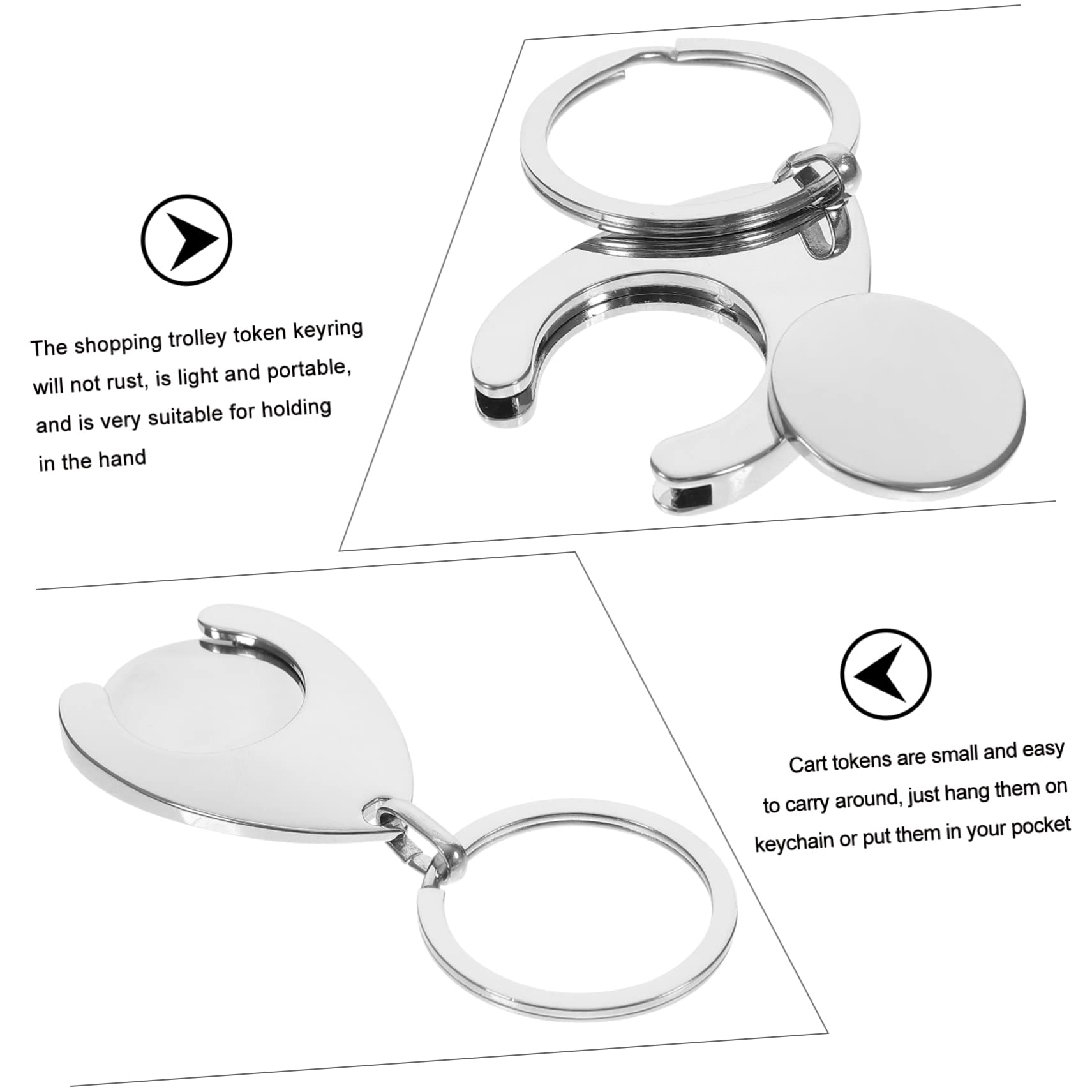 Gettoni Per Carrello Della Spesa - 12 Pezzi Universali, Portachiavi In Acciaio, Sostituti Delle Monete - Foto 2