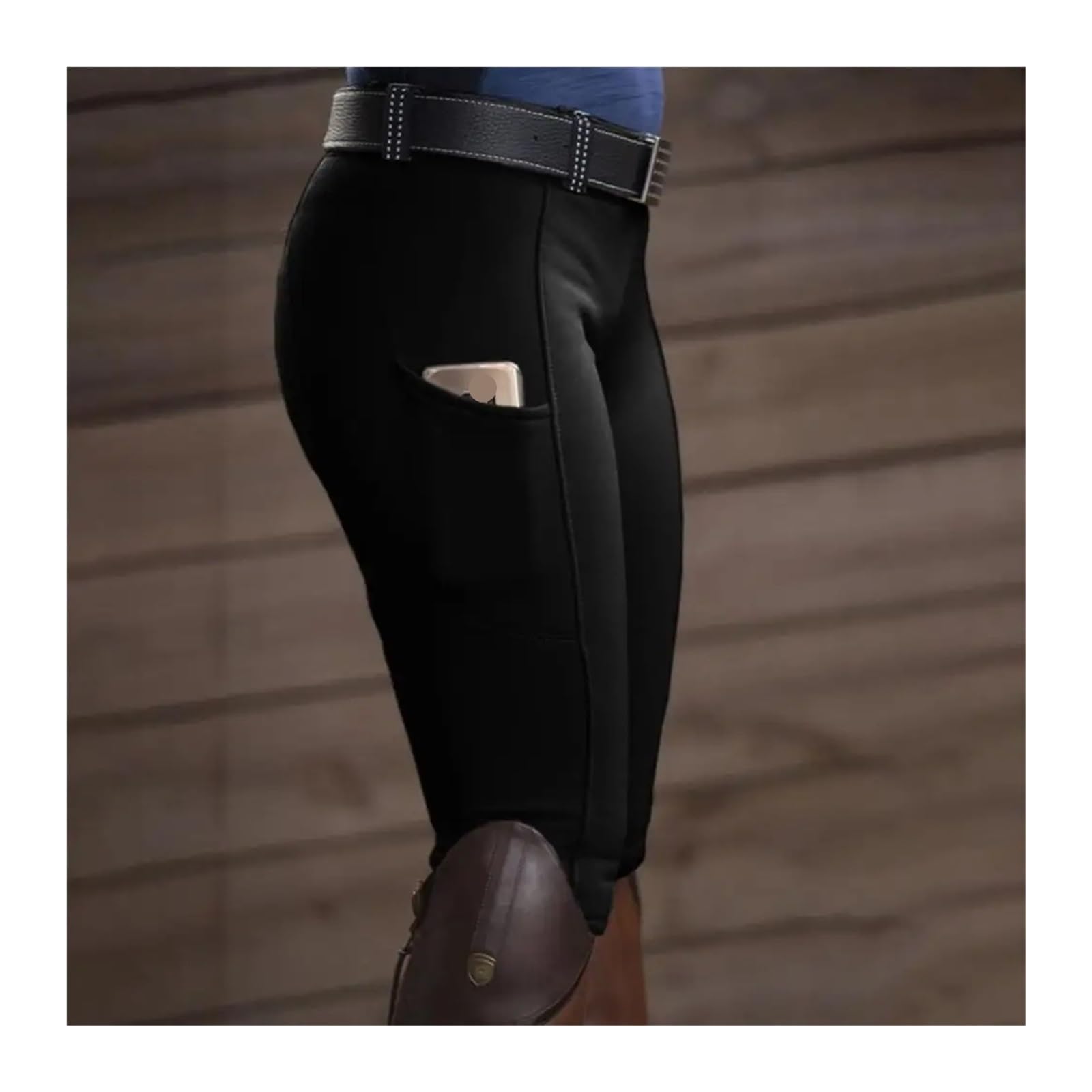 Mallas de equitación con bolsillo y realce cadera for mujer, pantalones, calzas ecuestres Para Equitación