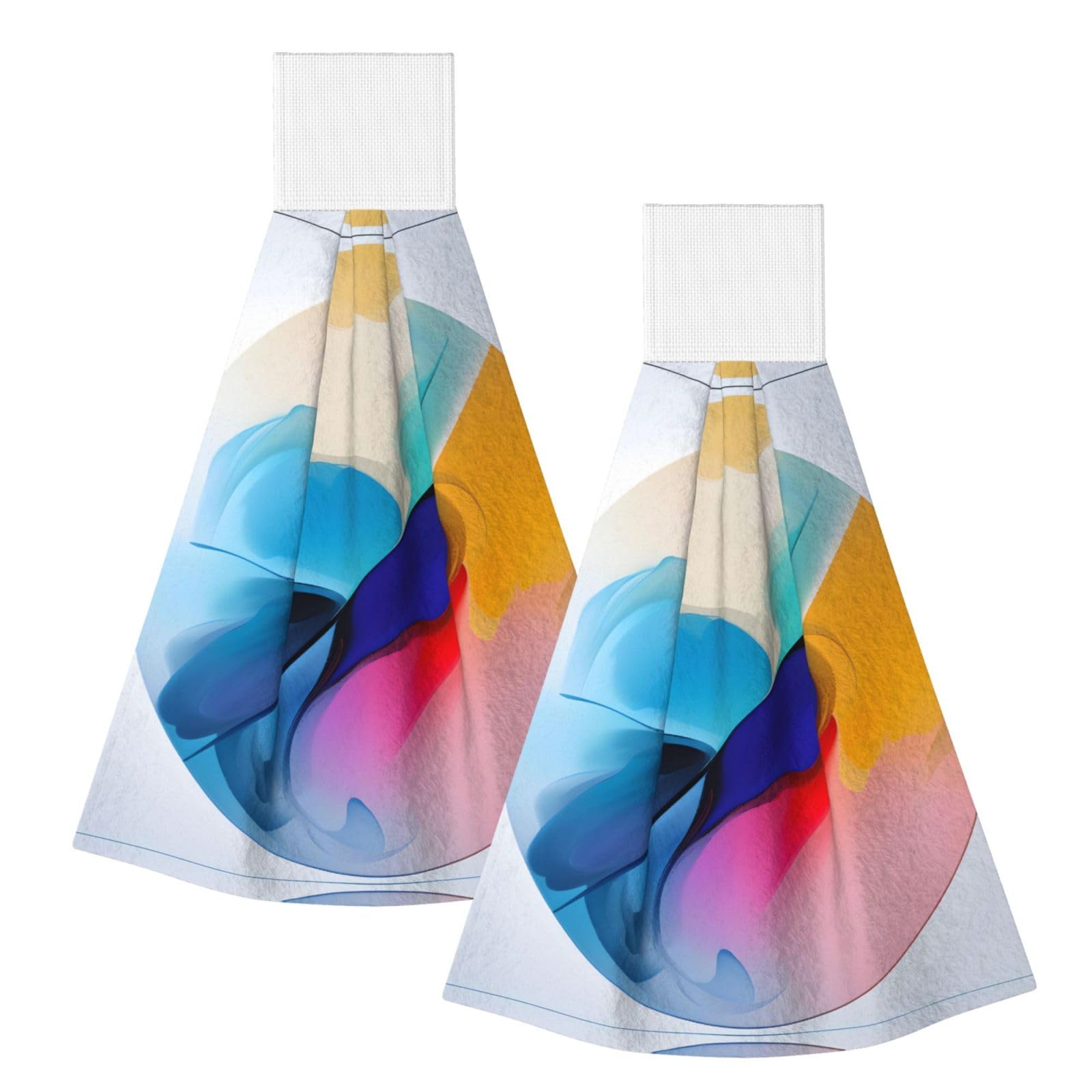 ZQYTGFDC Round watercolor painting Highly Absorbent Dish Towels Soft Coral Fleece Wipe