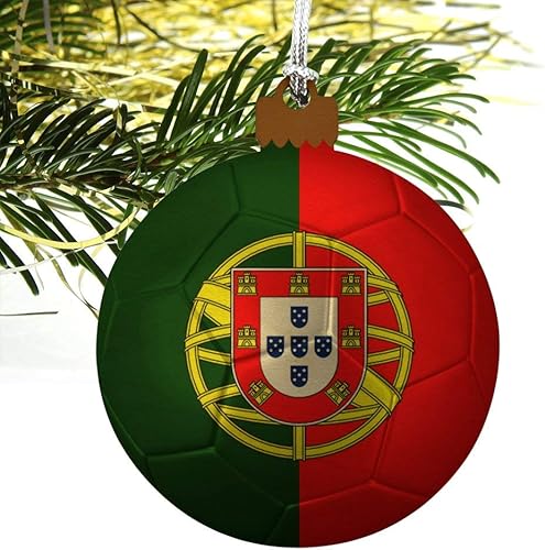 Miniatura 4 de GRAPHICS & MORE Bandera de Portugal Balón de Fútbol Fútbol Madera Árbol de Navidad Adorno de vacaciones