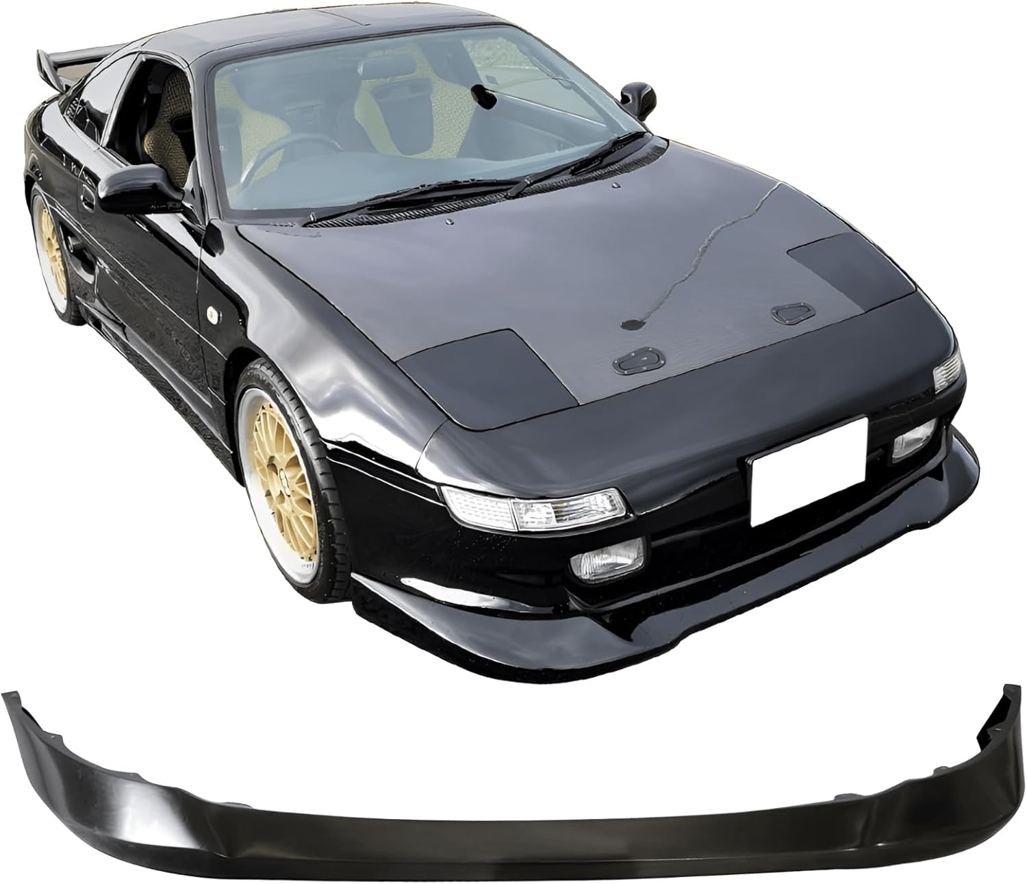 Front Bumper Lip Compatible With 1991-1995 TOYOTA MR2, aero ware Style PU Black Front Lip Spoiler Splitter by IKON MOTORSPORTS, 1992 1993 1994