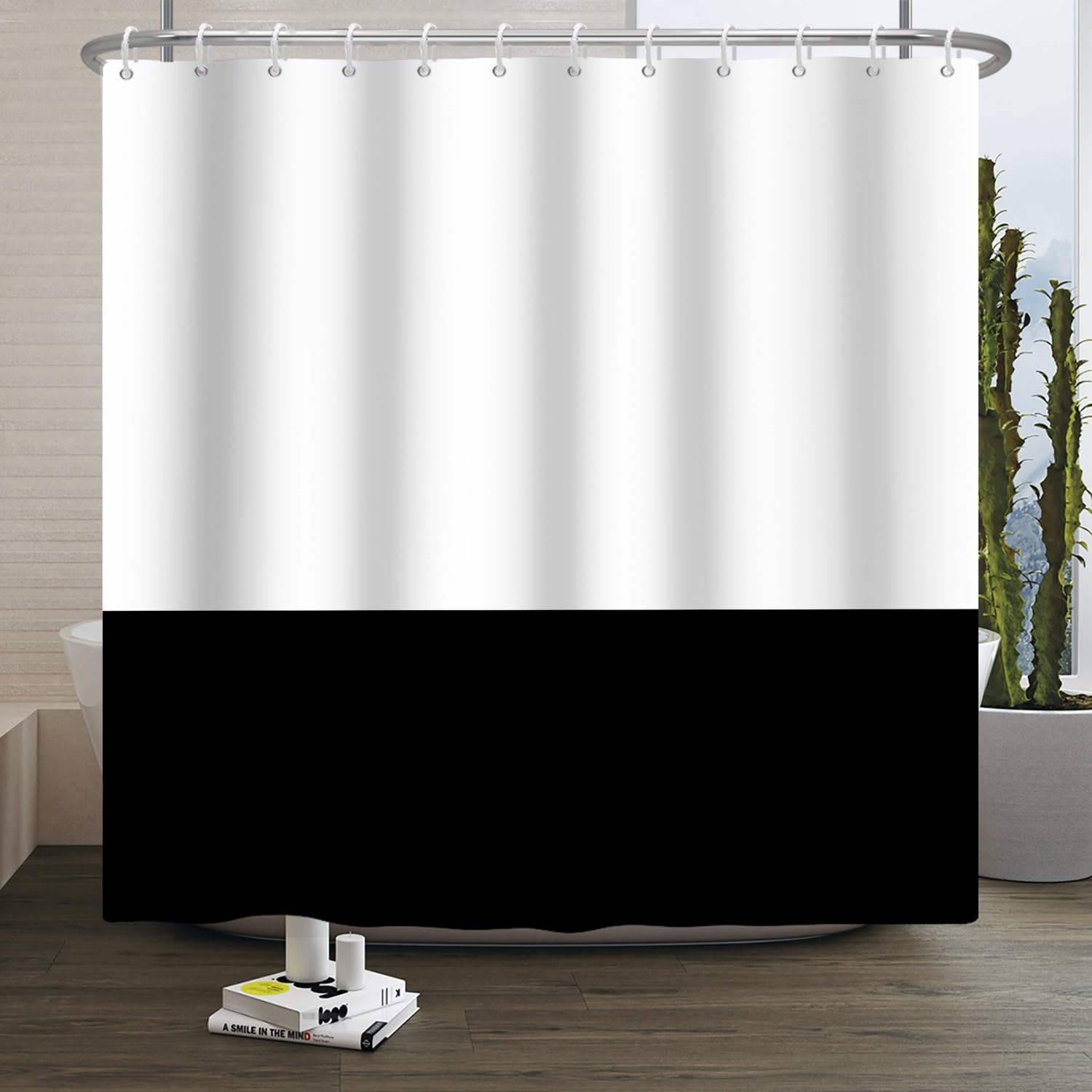 Xiaoterna Stripes Shower Curtain Modern Simple White and Black Stripe Shower Curtain Modern Line Bathroom Curtain Abstract Geometric Shower Curtain Machine Washable Waterproof Fabric 180x240cm