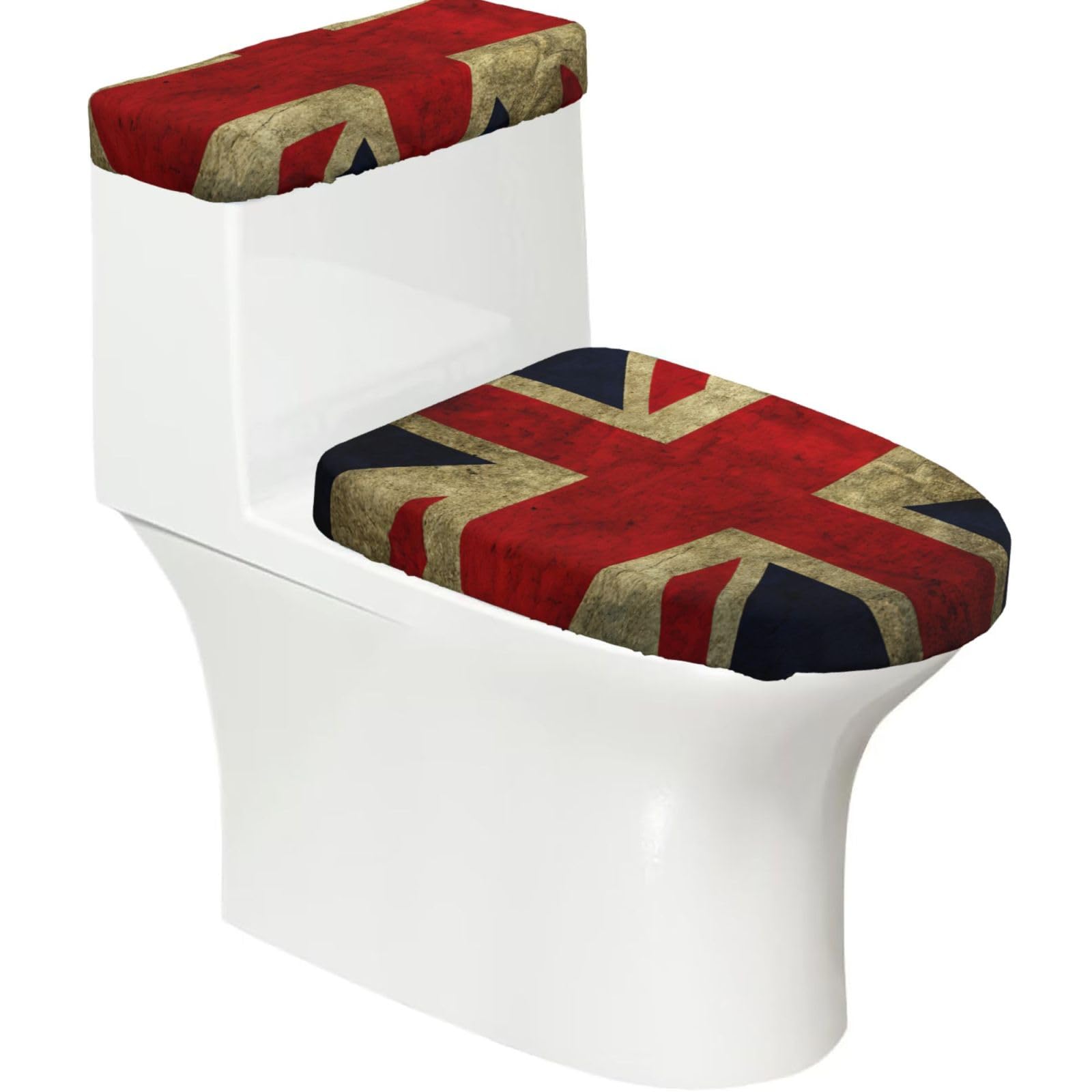 British Flag Print Bathroom Decor Toilet Lid Cover And Tank Covers, Restroom Accessories Fits Most Round
