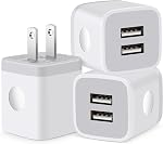 USB Wall Charger, 3-Pack 2.1A Dual Port USB Cube Charger Block Power Adapter Charging Plug Box Brick for iPhone 14 13 12 11 Pro Max SE XS XR X 8 7 6 6S Plus, Samsung, Moto, LG, Android Phones