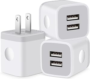 USB Wall Charger, 3-Pack 2.1A Dual Port USB Cube Charger Block Power Adapter Charging Plug Box Brick for iPhone 14 13 12 11 Pro Max SE XS XR X 8 7 6 6S Plus, Samsung, Moto, LG, Android Phones