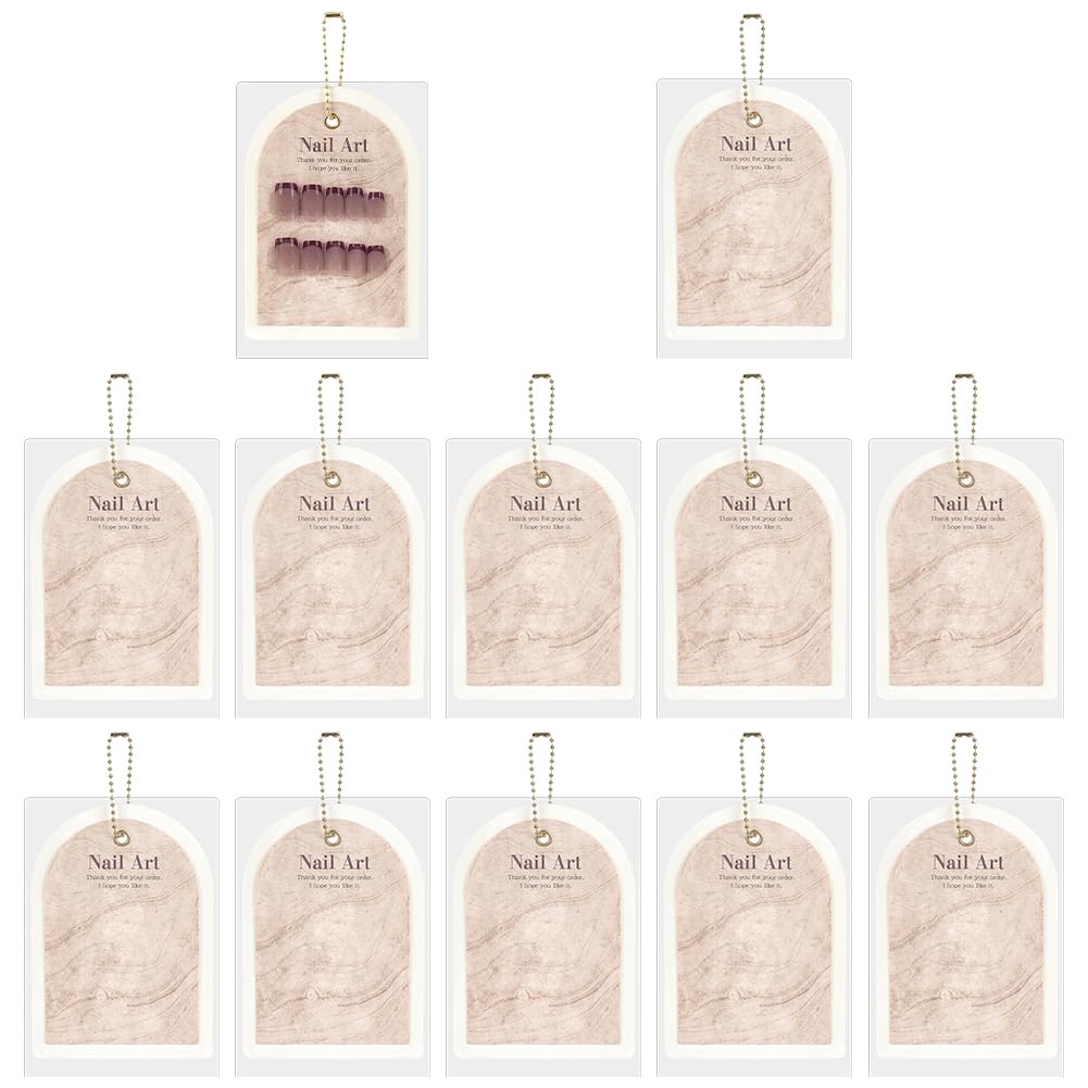 FINGERINSPIRE - Expositor de uñas a presión con cadena de suspensión de 130 x 90 mm con instrucciones para uñas a presión, ideal para artistas manicuristas y vendedores para visitar, blanco