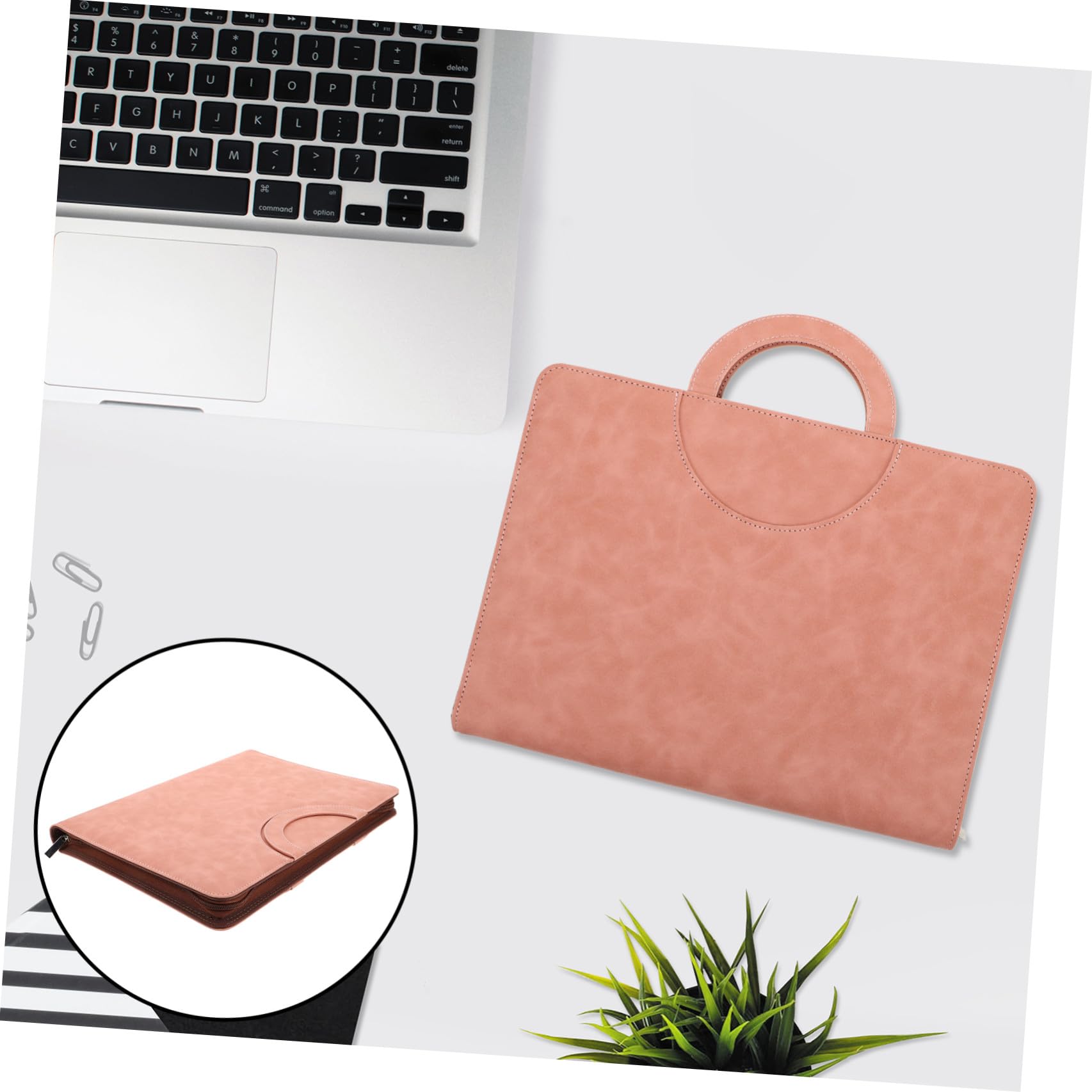 Ipetboom Organizzatore di Documenti A4 in Pu Rosa con Chiusura a Cerniera Sicura, Borsa Multifunzionale per Documenti Importanti per Utilizzo Quotidiano e Trasferimenti