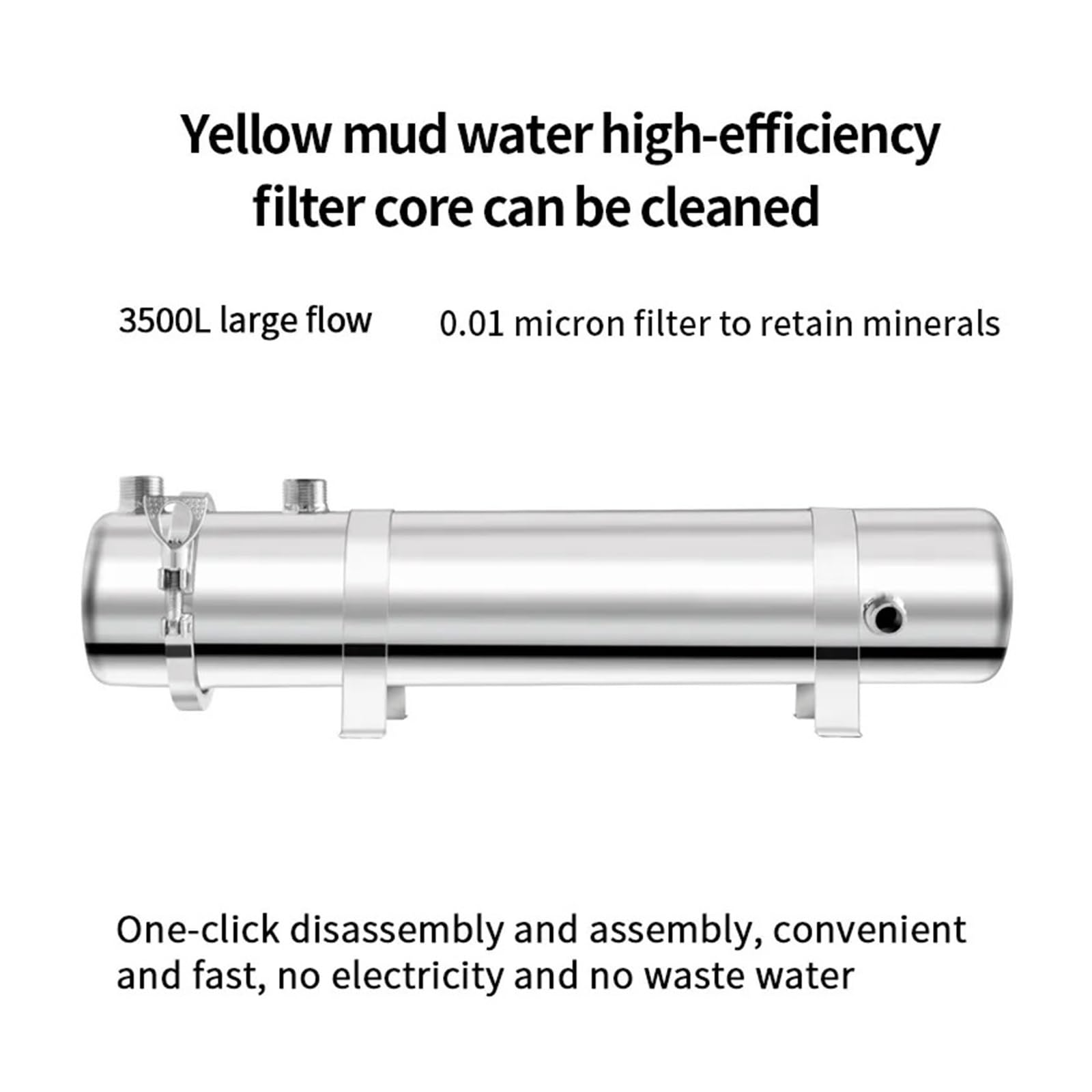 Máquina de ultrafiltración lavable PVDF, de filtración de fregadero inferior purificador de agua de acero inoxidable 3500L, uso industrial 304 UF(1500L PVDF)