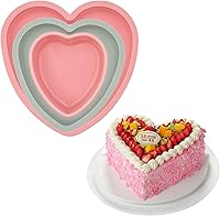 Vista 1 de 3 moldes de silicona en forma de corazón, moldes antiadherentes de silicona para tartas de 3 capas para hornear, moldes para tartas de queso