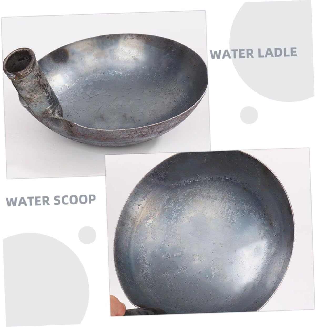 Large Iron Ladle Spoon for Kitchen and Garden Reusable Water Scoop with Long Handle for Watering Plants and Cooking Tasks