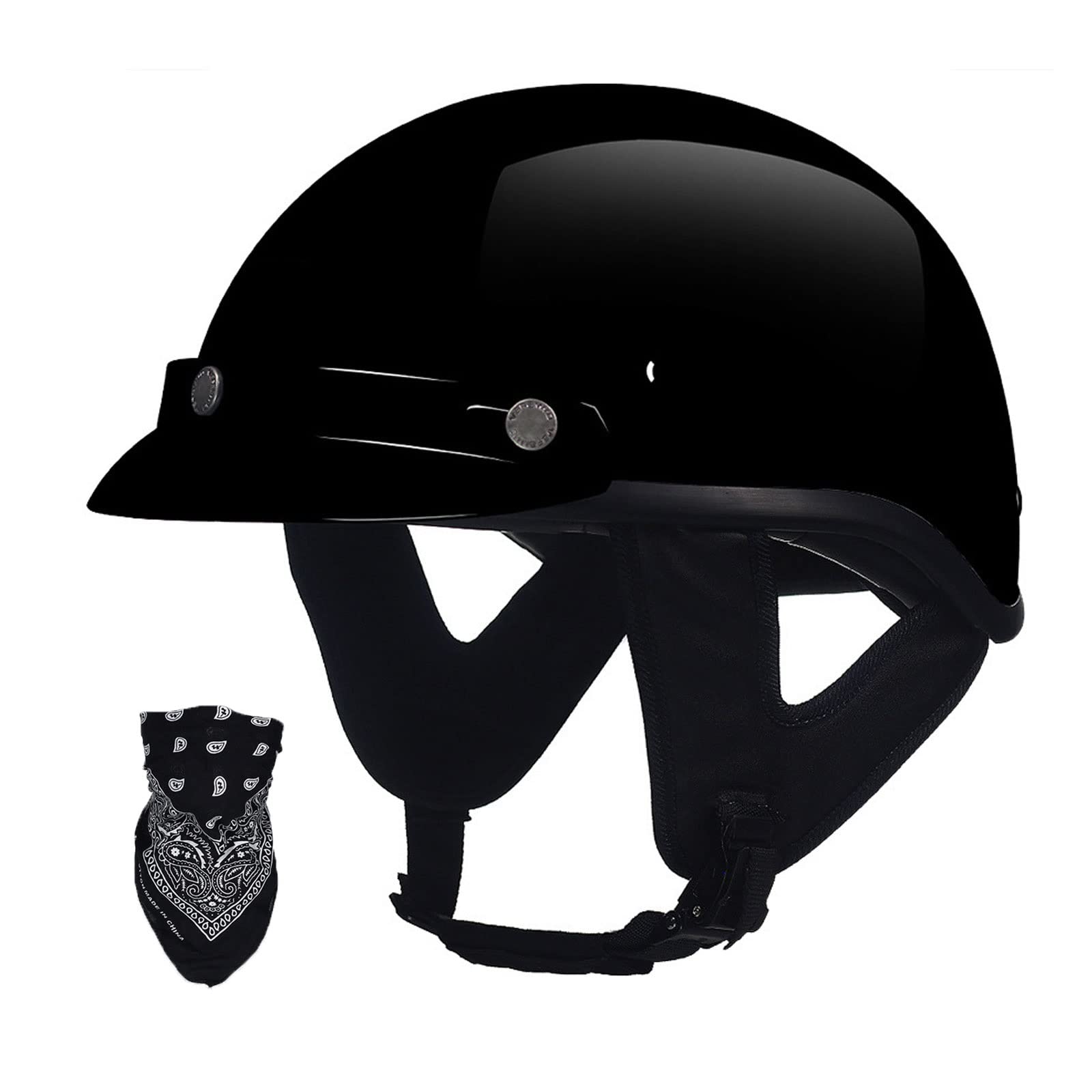 Retro Volwassenen Motorhelm Open Motor Half Helmen Baseball Cap, DOT Gecertificeerd voor Scooter Bromfiets Mannen en Vrouwen Street Cruiser Jet Style Helm