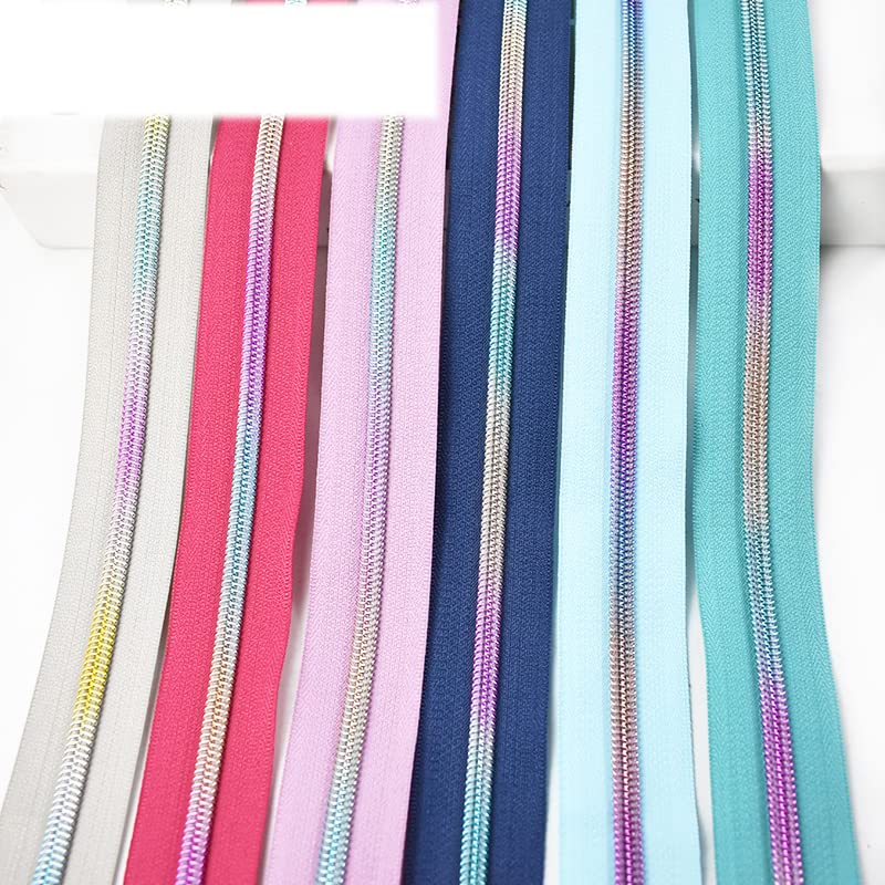 LPAMABA 2 Rouleaux Fermeture Éclair Arc-en-Ciel 5 Mm 10 M + 30 Tirettes 60 Butées – Couture DIY Sac, Vêtement, Literie