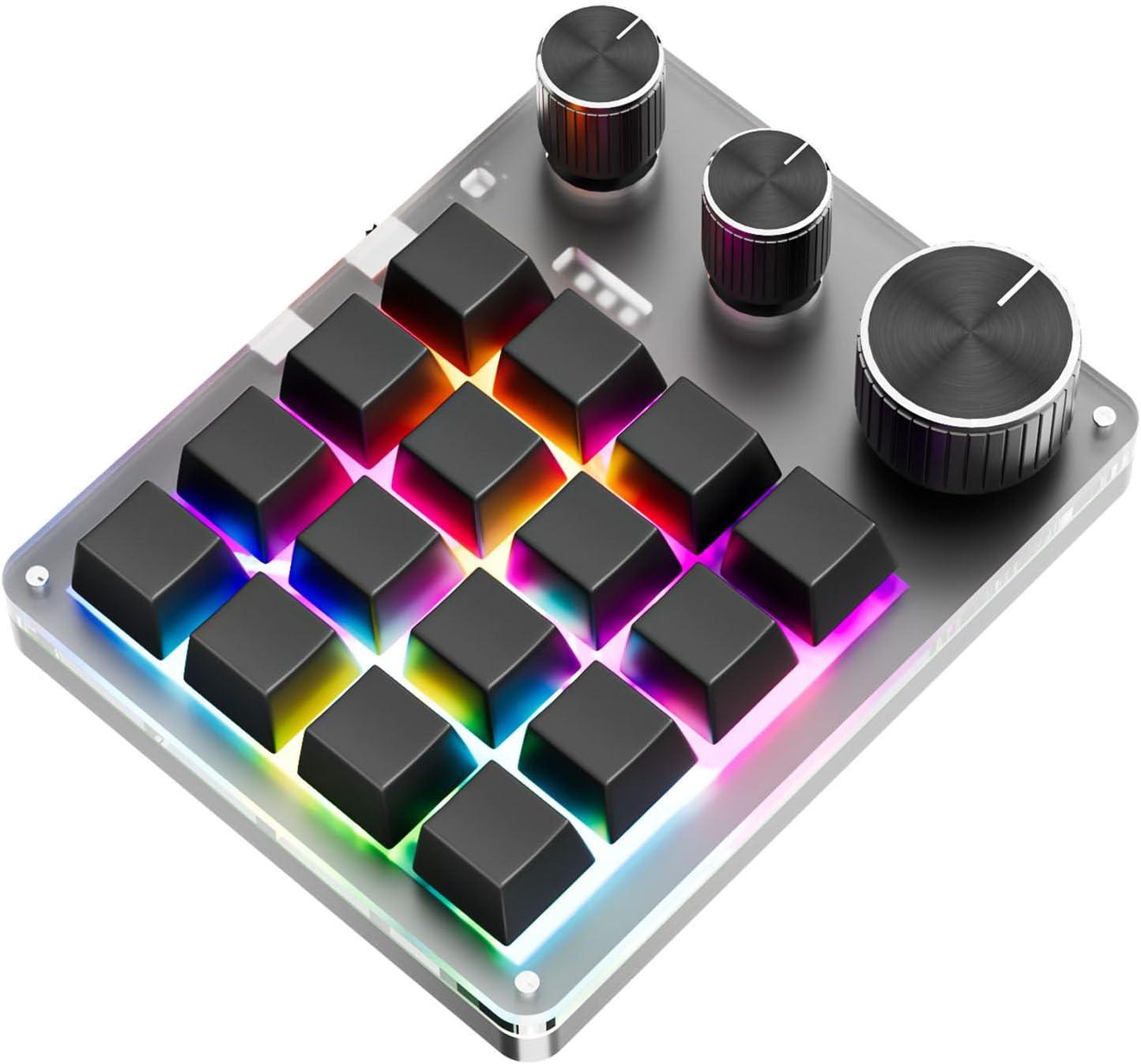 Customizable Programming Keyboard, 16 Keys 3 Knob Gaming Keypad with USB Wired + BT Mode Volume Controller, BT Dual Mode Multi Purpose Shortcut Custom Keypad for PC Desk (Black)