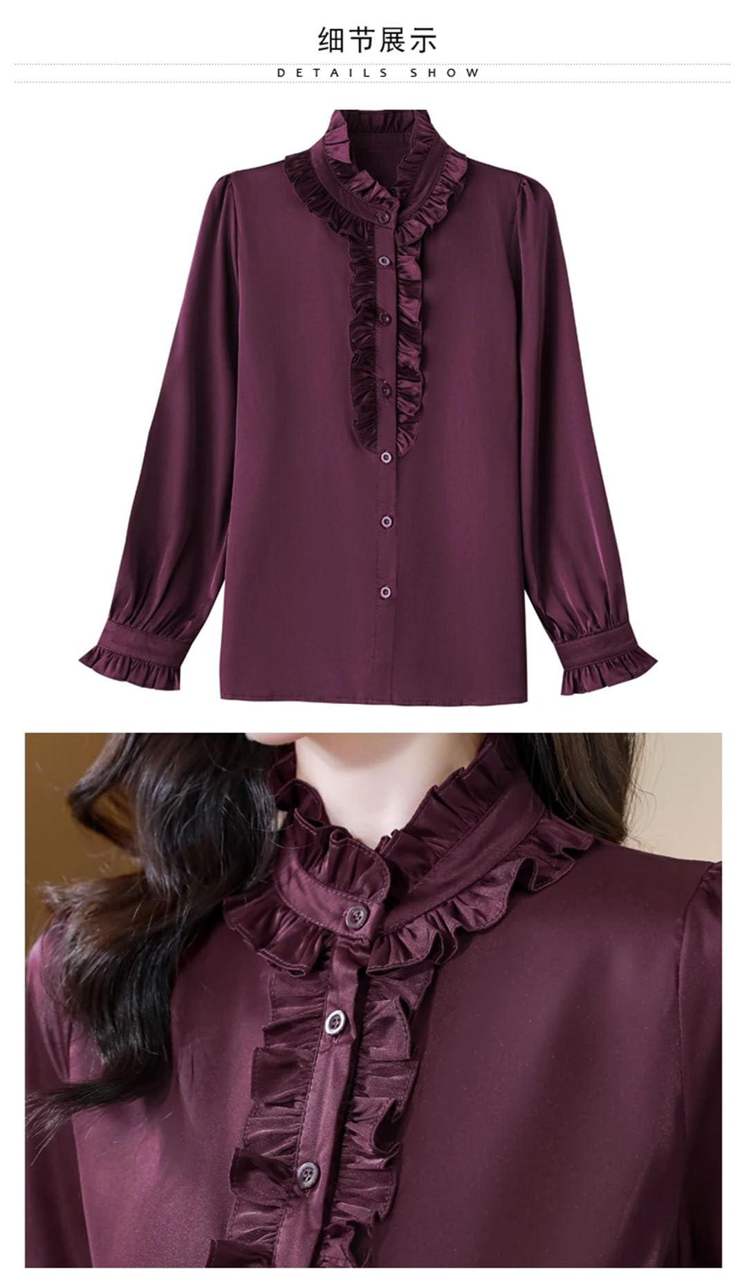 Camicetta da donna in raso a maniche lunghe e camicette da ufficio stile coreano streetwear camicie