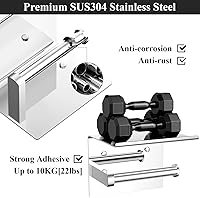 Vista 39 de Tindbea Toilet Paper Holder with Phone Shelf + Towel Robe Hooks, Adhesive or Screw Wall Mounted Toilet Paper Roll Storage, Stainless Steel Bathroom