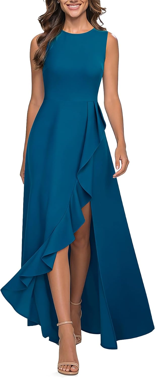 Viwenni Women's Ruffle Vintage Party Evening Wedding Guest Formal Long Dresses