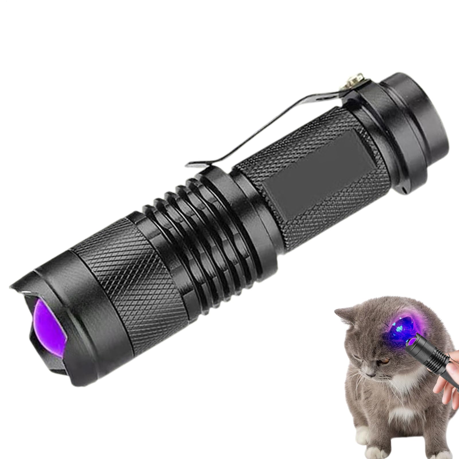 Linterna UV – Linterna UV, detector de luz negra ultra violeta de 395 NM – Linterna de mano portátil LED, aleación de aluminio AA/batería de litio – Enfoques ajustables para de