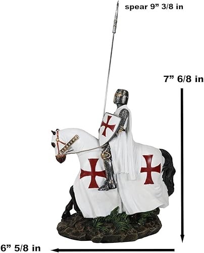 Miniatura 2 de Ebros Gift Holy Wars - Caballero cruzado encubierto inglés con lanza en caballería pesada blindada, estatua de caballo de caballería pesada de 8