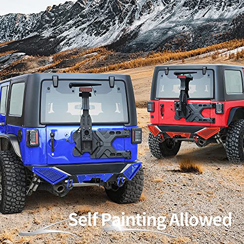 Image of OEDRO Rear Bumper Combo Compatible with 2007-2018 Jeep Wrangler JK & Unlimited JKU (2 /4 Doors), Off Road Full Width with Hitch Receiver & D-Rings & Paintable Armor