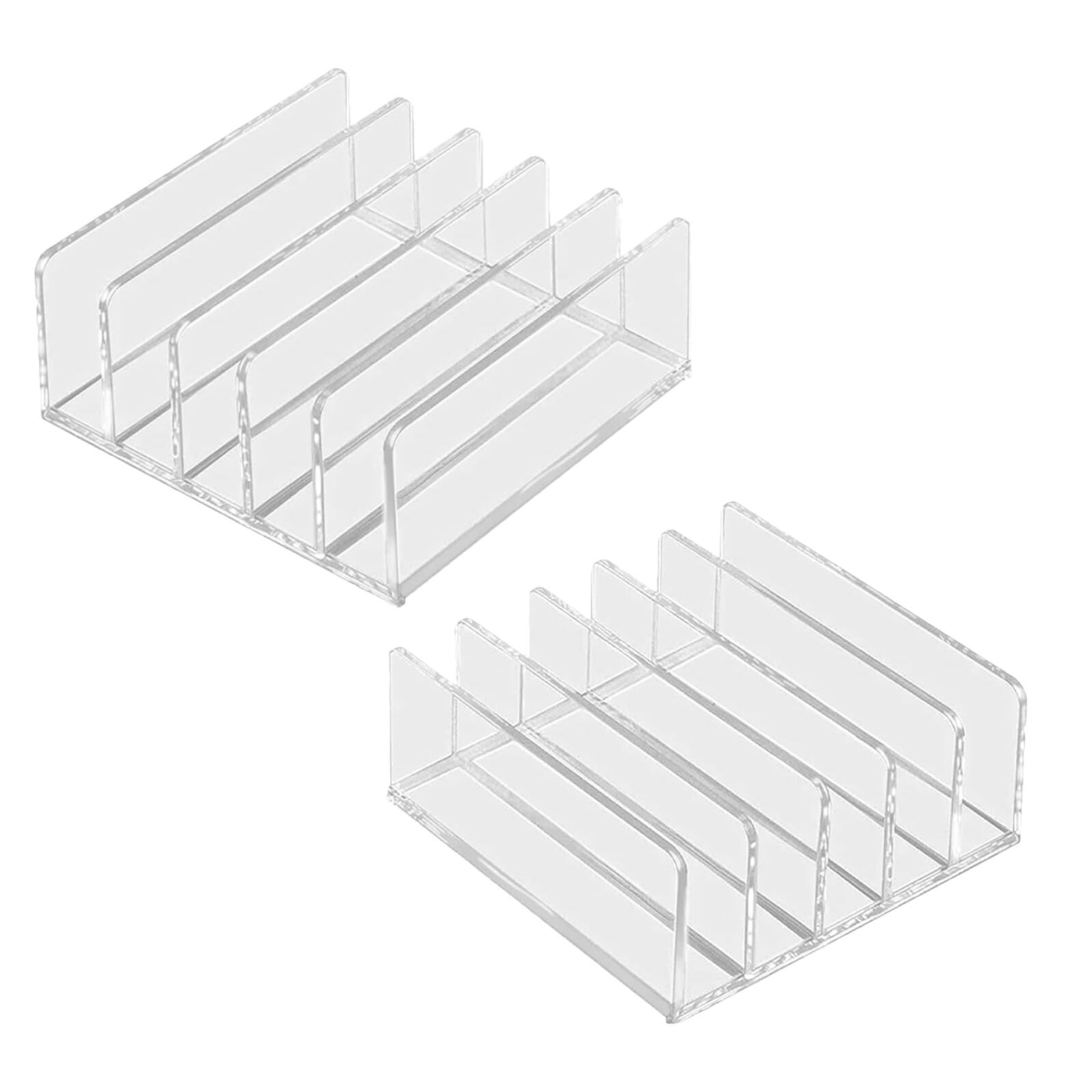 MAGICLULU 2 Pezzi Organizer da Scrivania Acrilico Minimalista con Scomparti Verticali per Documenti e Lettere Portariviste e File Folder Supporto Stabile e Compatto per Ufficio e Casa