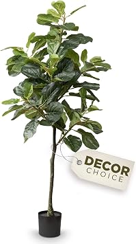 Fiddle Leaf Fig Tree - Artificial Trees for Home Decor Indoor, Faux Fiddle Leaf Fig Tree, Large Artificial Plants Indoor, Fake Tree Indoor, Fiddle Leaf Fig Tree Artificial, Artificial Tree - 5 Feet