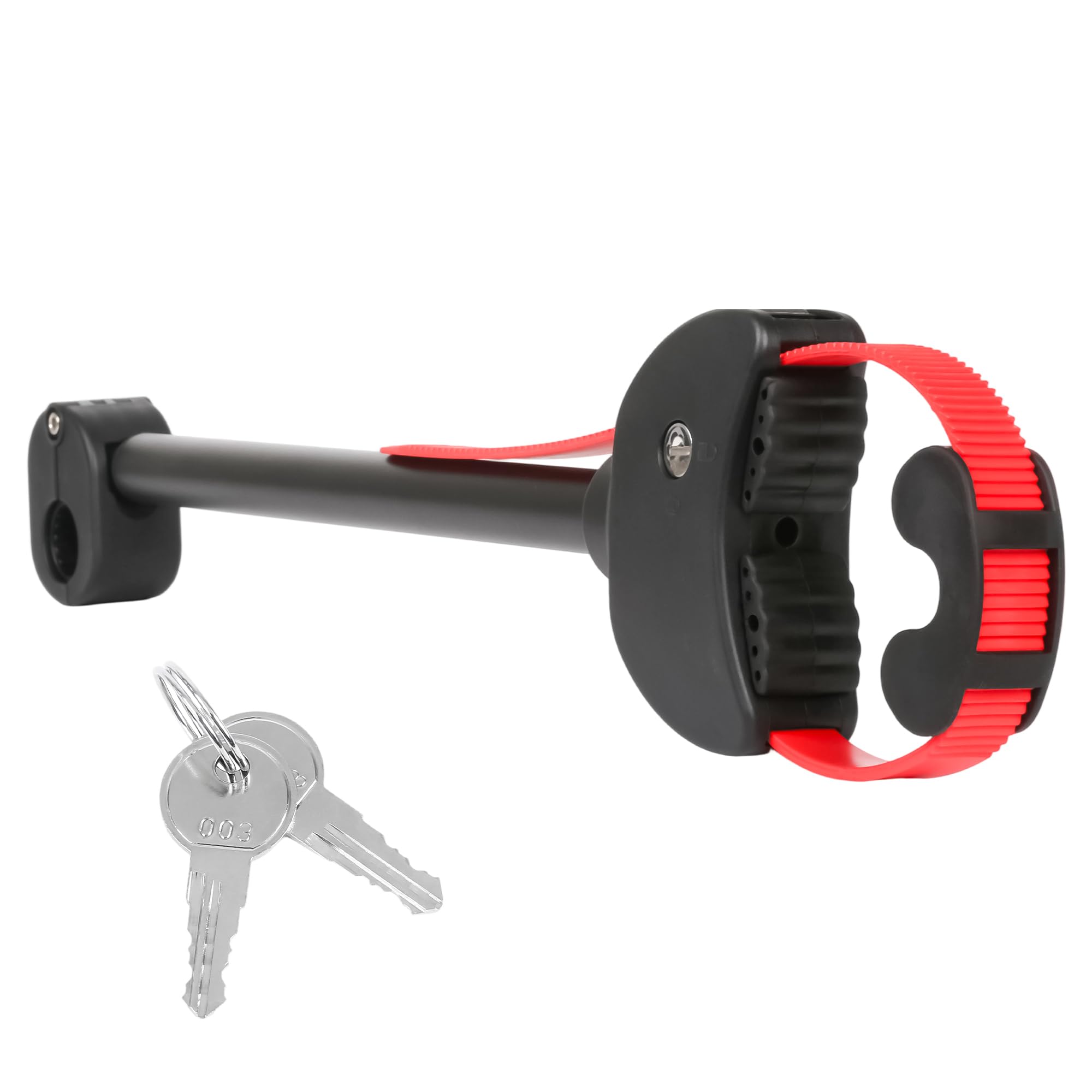 Rahmenhalter Ø25+30mm für Fahrrad/Ebike, Fahrradträger mit Ratschenriemen für 2. oder 3. Fahrrad, Verstellbare Ratschenriemen-Befestigung, abnehmbar (Schwarz/Rot)