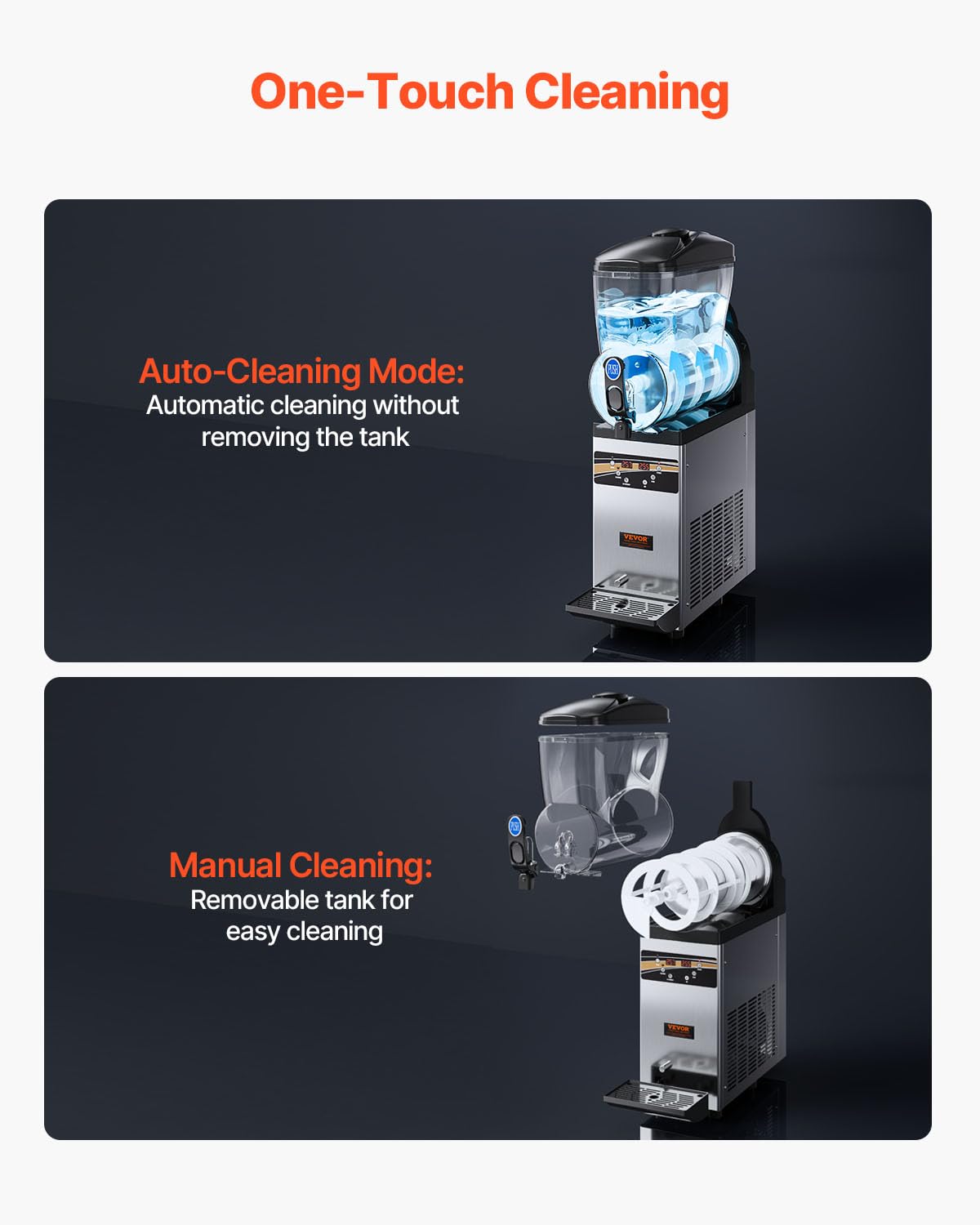 VEVOR - Máquina comercial de margarita, máquina comercial de granizado de un solo tanque de 15 l, 60 tazas de acero inoxidable para batidos de margarita, máquina de bebidas congeladas, máquina de