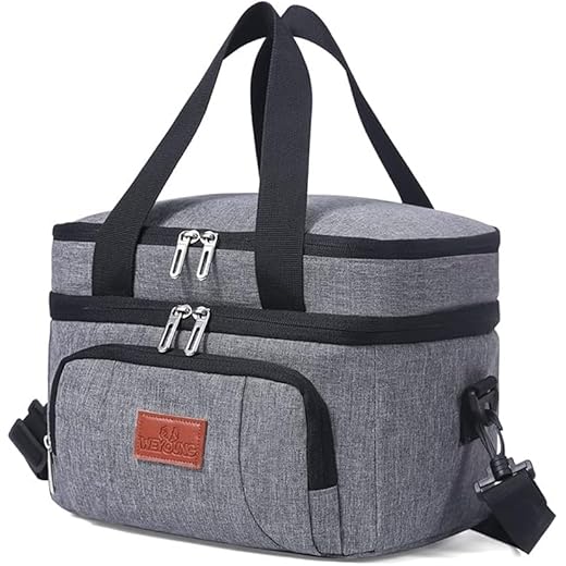 Belifou Saco de Piquenique Impermeável e Isolado de Dupla Camada Saco de Isolamento de Capacidade Extra Grande Bolsa de Armazenamento de Viagem Isolada Portátil (Cinza)