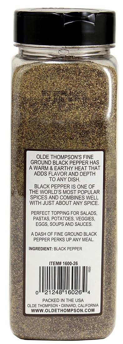 Old Thompson Olde Thompson Premium Black Pepper Fine Ground Peppercorn Powder, Club Size 16 oz., 1 Pound (Pack of 1) : Grocery & Gourmet Food