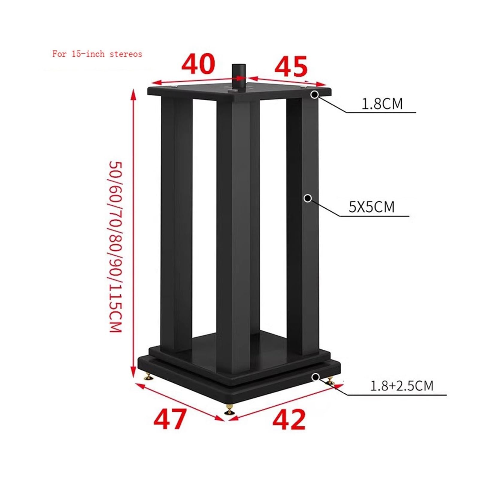 UWYTGF Monitor Speaker Stands Professional 15-inch Shockproof Audio Tripod Speaker Bracket Floor Stage Metal Base Tray Racks Studio Monitor Stand,70CM