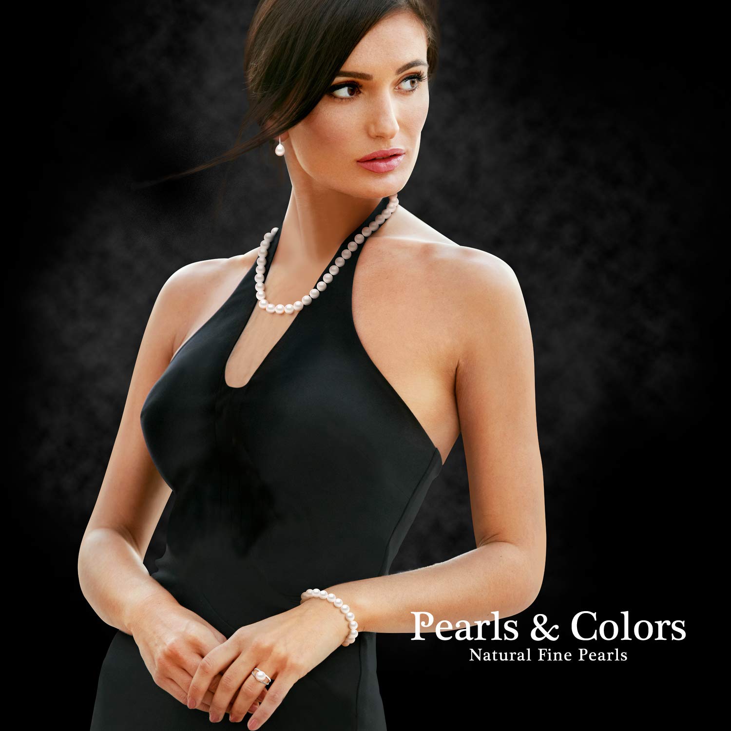 PEARLS & COLORS - Anello Vera Perla Coltivata d'Acqua Dolce Rotonda 7-8 mm - Colore Bianco Naturale - Qualità AAA+ - Misura Regolabile - Argento 925 - Gioielli Donna
