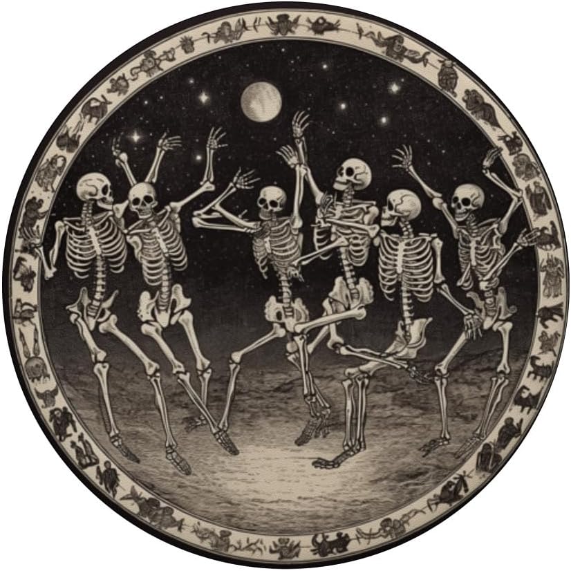 Skeleton Dancing On Moon in A Circle Graphic PopSockets Adhesive PopGrip - Image 3