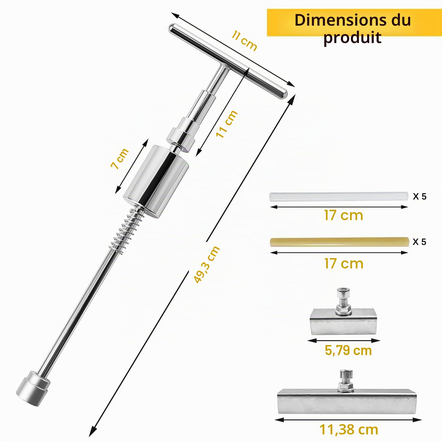QZQUFJ 34 Pièces Kit de Réparation de Bosses pour Voiture, Debosselage Carrosserie, Kit Debosselage, Convient pour Réparer Les Bosses sur Les Voitures, Les Motos, Kit Debosselage sans Peinture