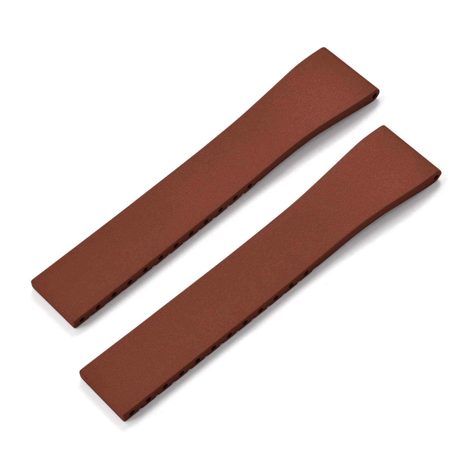FYYFS nowy gumowy pasek 16 18 19 20 21 22 mm oryginalne srebrne paski do zegarków z klamrą Quick Release Pasek do zegarka FKM do cięcia na zamówienie(Brown bez klamry, 22 mm x 18 mm)