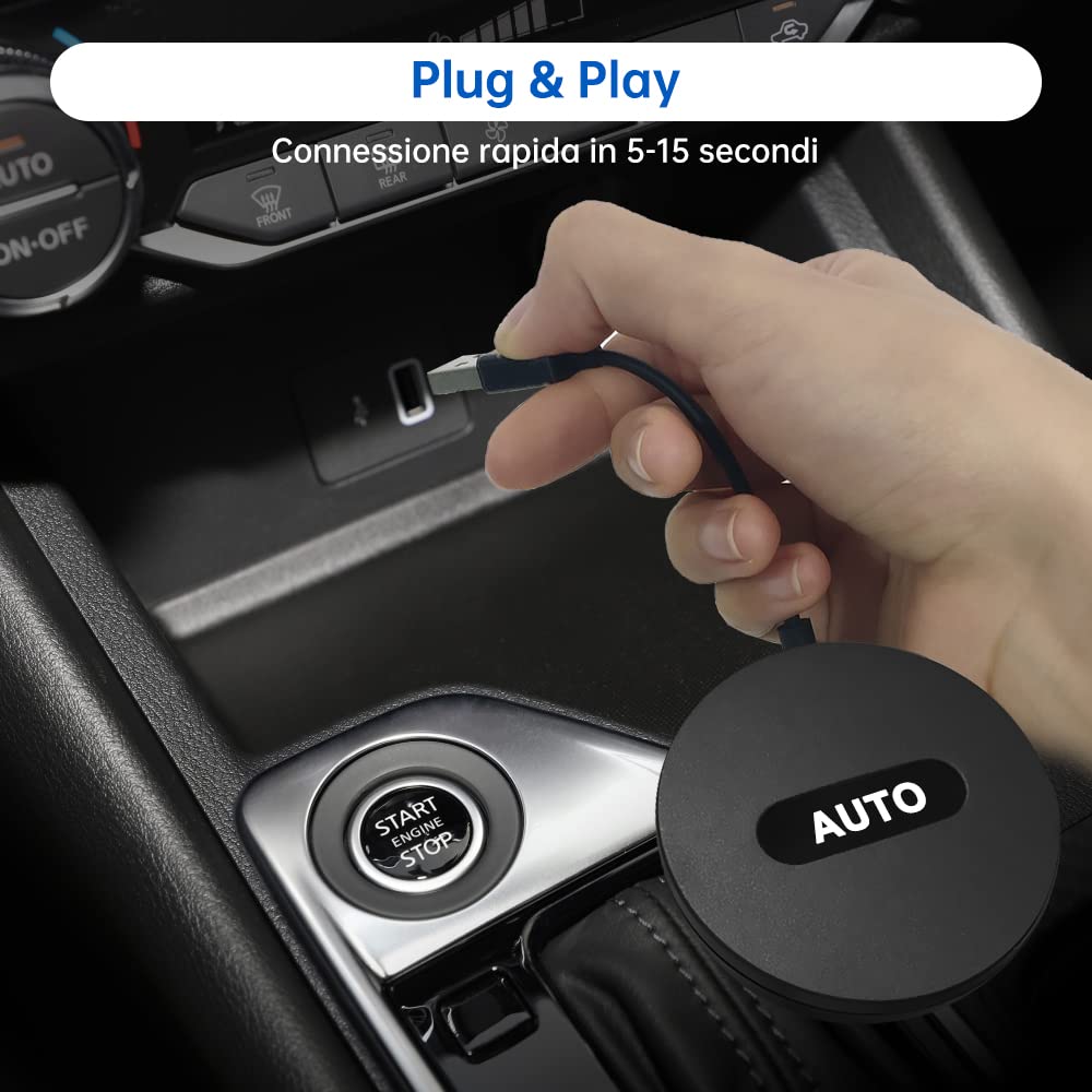 AWESAFE Adattatore Android Auto Wireless Compatibile per OEM Auto Prodotte 2017-2024 (Non per Carplay)