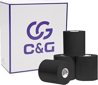 C&G ブラック キネシオ テーピング 75mm × 5m 4巻入 キネシオロジーテープ キネシオテープ キネシオテーピング 伸縮 テーピングテープ マラソン 膝 足首 手首 ふくらはぎ 足裏 指