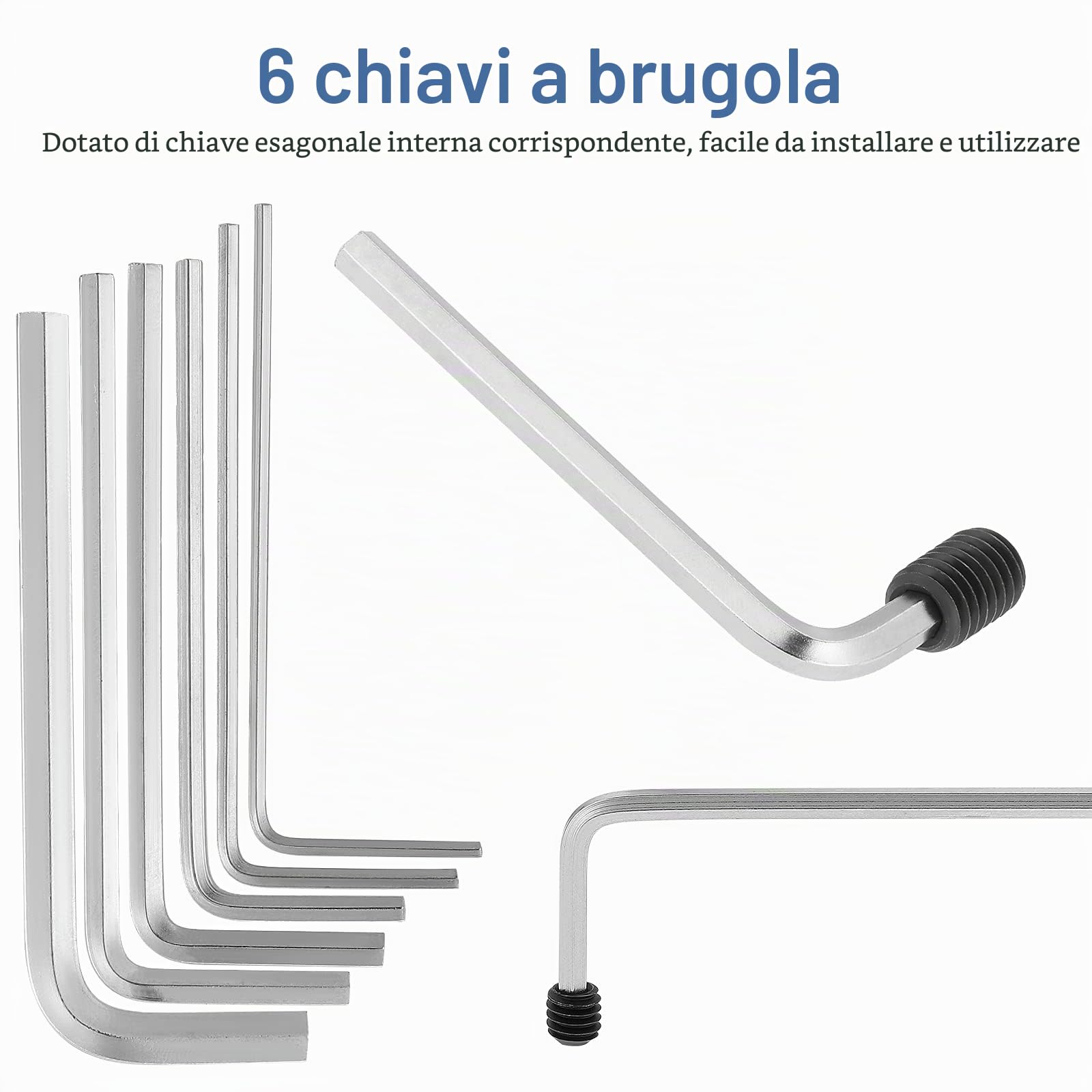 Gueenky 750 Pezzi Viti Senza Testa a Testa Esagonale, M2,5 M3 M4 M5 M6 M8 Viti Grani Filettata in Acciaio al Carbonio, Viti a Brugola Senza Testa con Chiavi Brugola