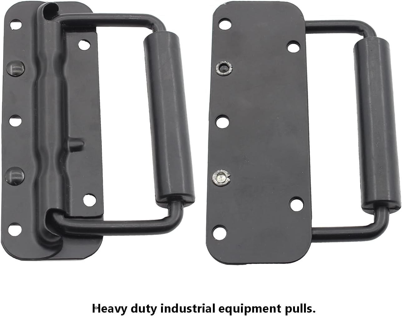 2 Pack Spring Loaded Pull Handles, TTZEZE Surface Mount Chest Handle with Rubber Grip, Handmade Chest Trunk Lifter Handle Pull, Heavy Duty Hardware for Chests Trunks Crates Storage Boxes Thickened 2mm