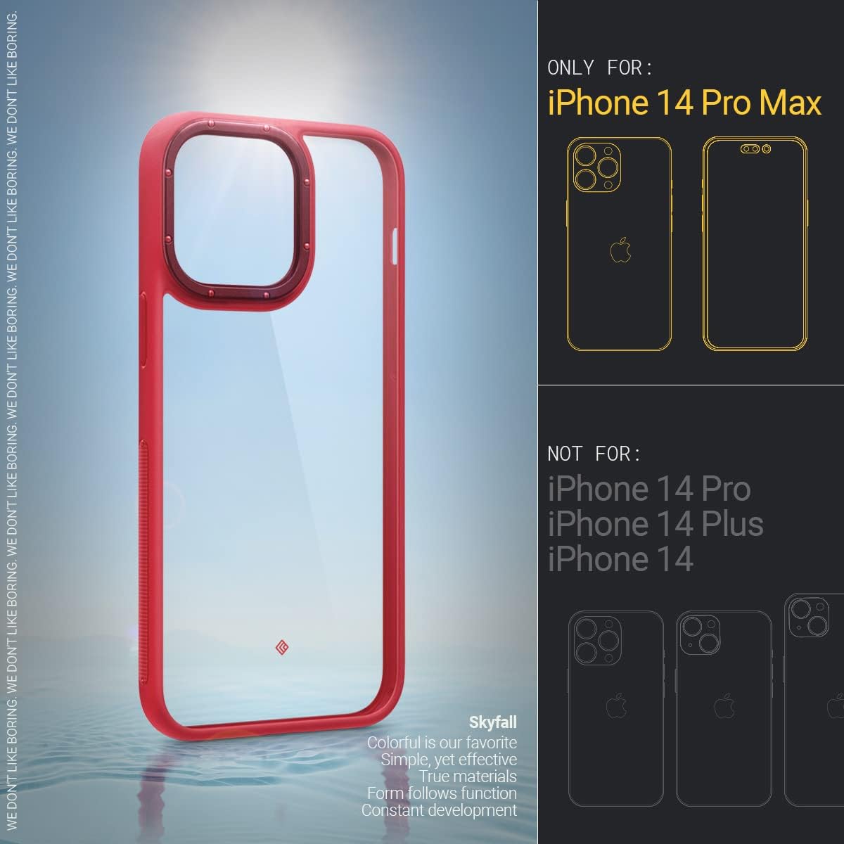 Caseology Skyfall Clear Case Compatible with iPhone 14 Pro Max Case 5G (2022) - Apple Red