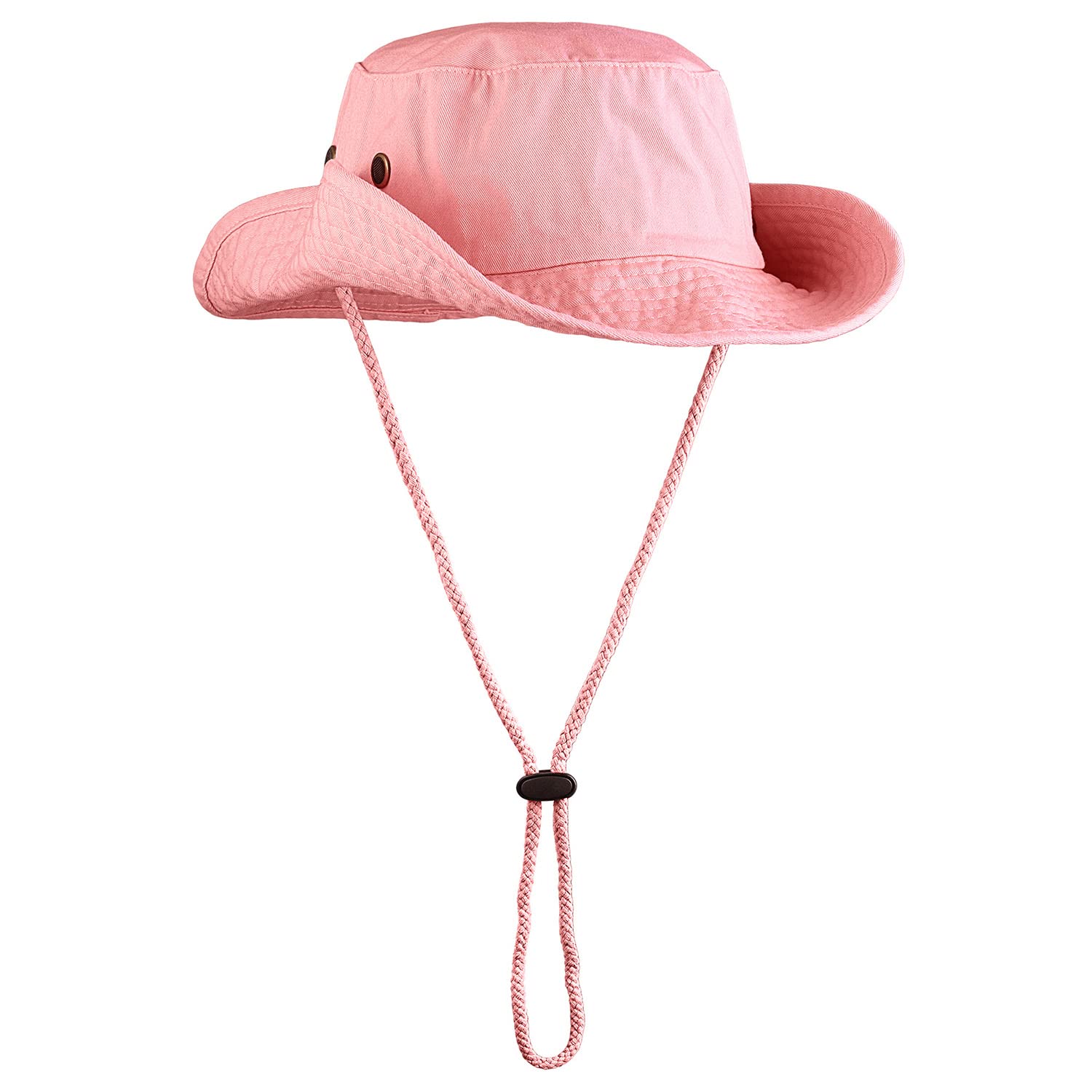 Sombrero de ala ancha para senderismo, pesca, safari, boonie, 100% algodón, protección solar UV para hombres y mujeres, actividades al aire libre, Rosado, Large/X-Large