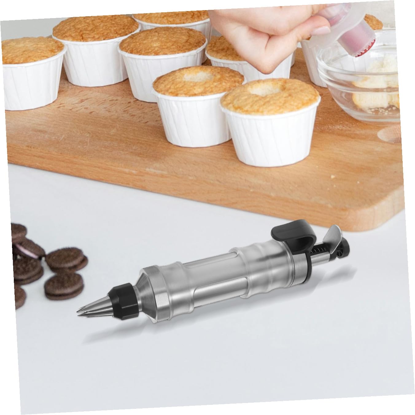 Homoyoyo Strumento per la Preparazione di Biscotti in Acciaio Inossidabile Forme Multiple Pressa per Biscotti Ergonomica e Utensile per la Glassatura di Torte per Decorare Cupcake e