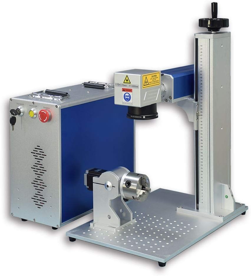 30W JPT Fiber Laser Marker,Fiber Laser Marking Machine Engraver Machine Equipped 80MM Rotary Axis,110×110mm Lens