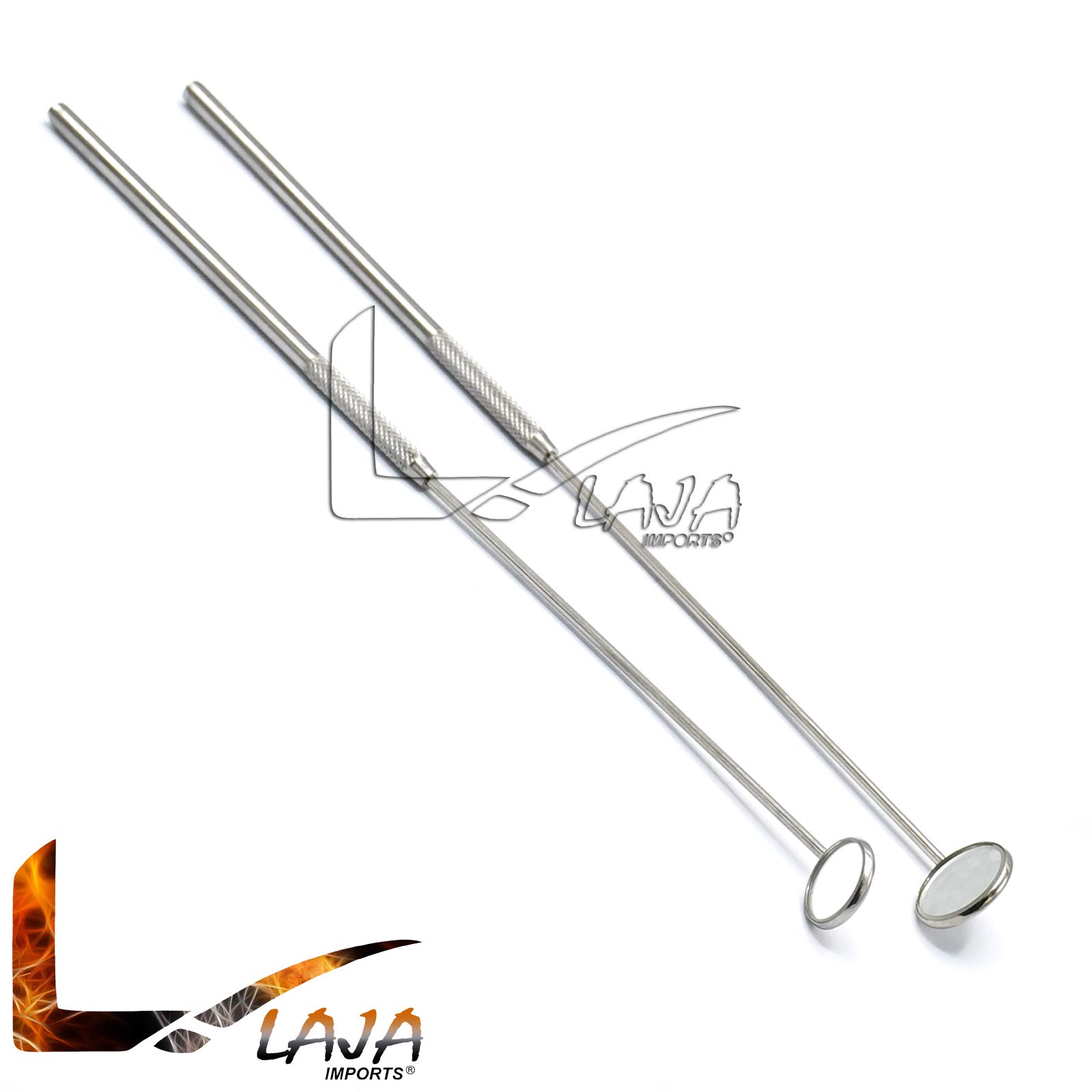Set of 2 LARYNGEAL BOILABLE Hygiene Dental Mirrors with Handle #4#5 (LAJA IMPORTS Brand)