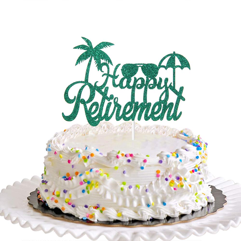 Dill-Dall Green Happy Retirement Cake Topper, Retirement Party Decorations Supplies, Retired AF Sign, Retirement Decor for Men or Women