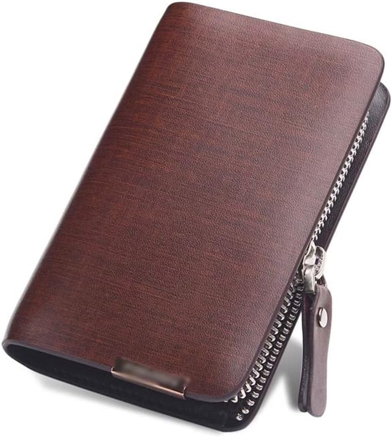 Flashing Car Key Bag Men's Leather Key Bag Imported Cowhide Zipper Key Bag Driver's License Card Holder，B