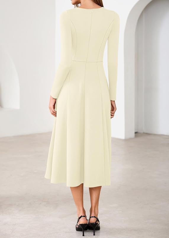 Lazysmile Women’s Long Sleeve Midi Dress – Elegant long sleeve design