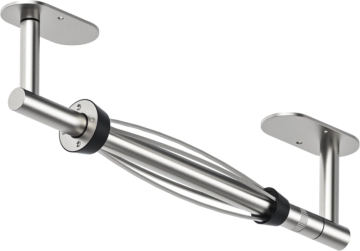 Paper Towel Holder Under Cabinet One Hand Operable, Silver | Round Base,Damping Effect, Drill Wall Mount or Adhesive,SUS304 Kitchen Paper Towel Holder with Dual-Column Anti-Drop Design