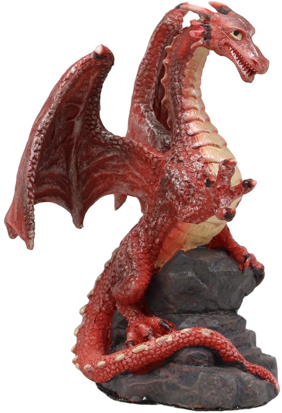 Ebros Figurine de collection en forme de dragon de lave rouge grimpant sur une roche volcanique 10,8 cm de haut